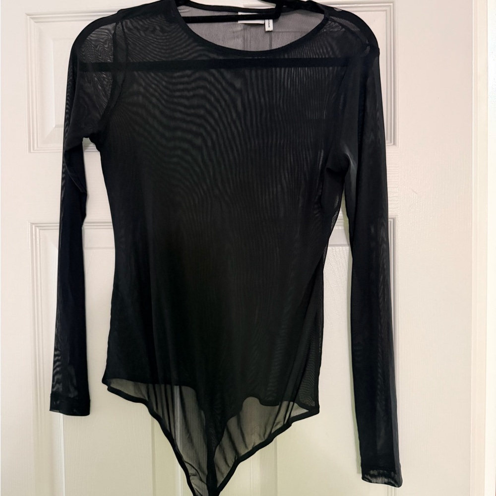 ASOS Black Sheer Long Sleeve Bodysuit